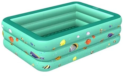 Piscina Hinchable Piscina Inflable Grande y Gruesa, Rectangular, de PVC, for niños, Juguete de Verano al Aire Libre for la Familia.(Green 3-130cm)