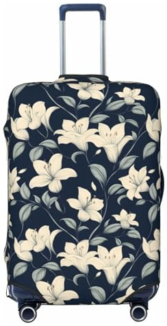 Novastar Housse de protection pour bagage - Motif lys blanc et bleu marine, noir, 29-32