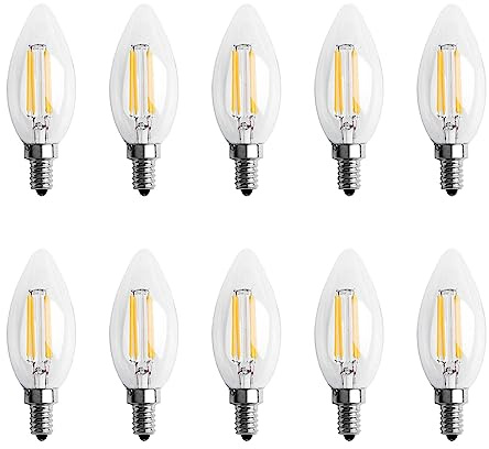 ISTOVO 10X Dimmbare E12 4W COB Kerze Flamme Filament LED Glühbirne Lampe 10 x 3,5 cm