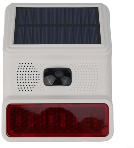 3 : Alarme solaire d'extérieur sans fil avec lumière stroboscopique lumineuse et sirène puissante 433 MHz pour système de sécurité domestique (sans fil)