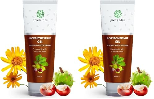 GREEN IDEA - Crema varices Castaño de indias, Arnica, Rutina - Gel para Piernas Cansadas - Mejora la Circulación Sanguínea - Alivio para Varices y Arañas Vasculares s cansadas - 200 ml (Paquete de 2)