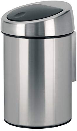 Brabantia 3L Touch Bin with Removable Bucket (Matt Steel Fingerprint Proof) Small Bathroom Rubbish Waste Bin, Wall-Mounted or Free-Standing, Silver