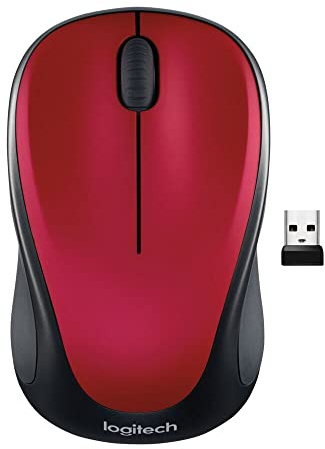 Logitech M317 Wireless Mouse, 2.4 GHz with USB Receiver, 1000 DPI Optical Tracking, 12 Month Battery, Compatible with PC, Mac, Laptop, Chromebook - Red