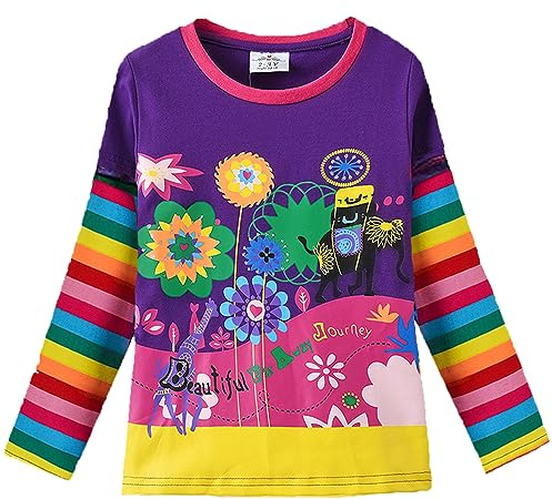 VIKITA Manga Larga Algodón Camisetas T-Shirt Niñas L328PURPLE 5T