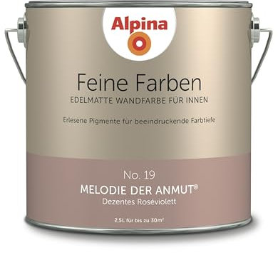 Alpina Feine Farben – No. 19 Melodie der Anmut® – edelmatte Innenfarbe - Wandfarben für einzigartige Farbwirkungen und Raumstimmungen – Dezentes Violett – 2,5 Liter