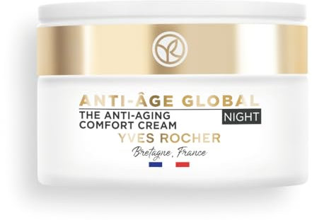 Yves Rocher ANTI-AGE GLOBAL - Korrigierende Nachtcreme - Luxuriöse Gesichtspflege mit Knospen-Nektar - Anti-Aging Pflege für alle Hauttypen- 50 ml