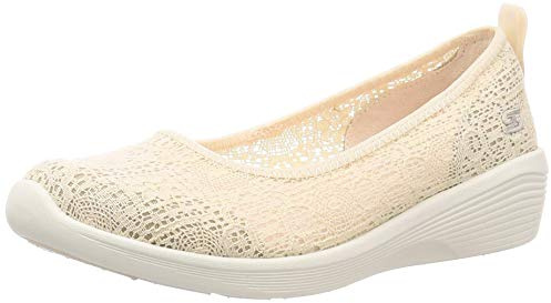 Skechers 23758 Mujer Bailarinas con punta cerrada, Beige (Natural Crochet/Off White Trim Nat), 36.5 EU