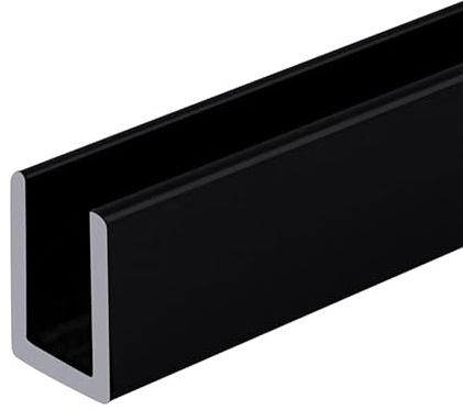 CRL Matte Black Frameless Shower Door Aluminum Deep U-Channel for 3/8 Thick Glass - 12 ft long | Requires Cutting 94 in or Less for Shipping | Default is (1) 94 in Length, (1) 50 in Length
