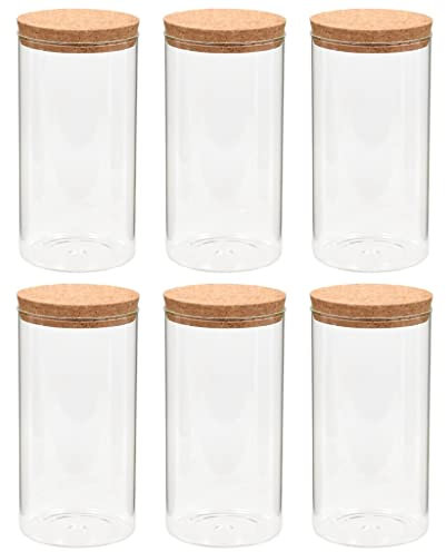 vidaXL 6x Pots de Conservation en Verre et Couvercle en Liège Bocaux de Conservation Bocaux de Stockage Spaghettis Pâtes Riz Aliments Secs 1400 ml