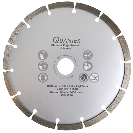 Diamant Frässcheibe Ø 180 mm Segmentstärke 8,0 mm, Fugenfräser für Mauerwerk und Putz