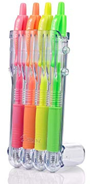 Pilot Set2Go G-207 Tintenroller, einziehbar, 0,7 mm, 0,39 mm Spitze, Neongrün, Orange/Rosa/Gelb, 4 Stück
