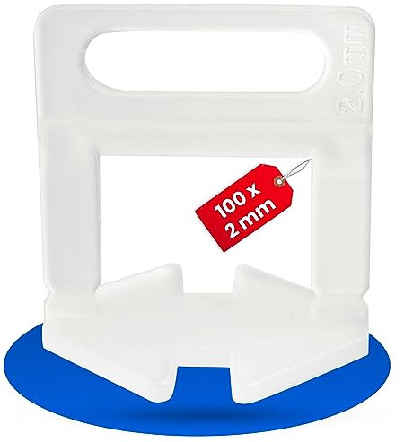 Croisillons auto-nivelants pour carrelage, Largeur de joint de 2 mm et hauteur de carreaux de 3 à 15 mm, 100 pièces, Système de nivellement carreaux, Aide à la pose, Outils carrelages, Entretoises