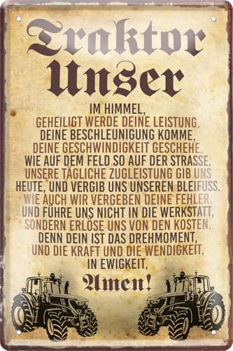 schilderkreis24 Blechschild 20x30cm – Lustiges Schild für Landwirte und Traktor-Fans, Deko & Geschenkidee (Traktor Unser)