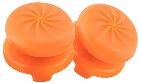 TEUVO Thumbsticks, Silicone Joystick Grips Caps pour PS4 Controller et pour PS5 Controller à Augmenter Précision, Objectif et Le confort, Orange, 2 pièces