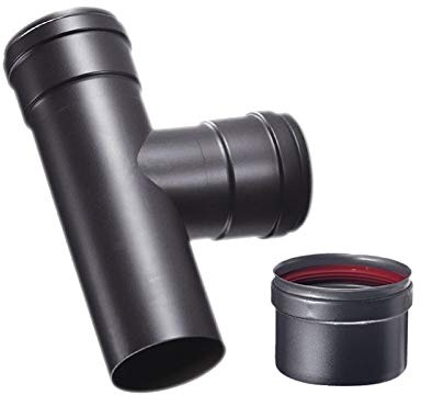 Linea Pellets Raccordo a T; Codino F - Nero - ø 80 mm, Con tappo raccogli condensa - Raccordo a T con tappo cieco - Braga a T - Stufa a pellet