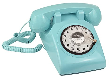 Benotek Retro Design Corded Landline Phone, Classic Vintage Old Fashioned Rotary Dial Landline Telephone Home Office Hotel Decor, blue