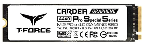 TEAMGROUP T-Force CARDEA A440 Pro PSS Radiateur Graphène Blanc 2TB Compatible avec PS5, DRAM SLC Cache 3D NAND TLC NVMe PCIe Gen4 x4 M.2 2280 Gaming SSD Lecture/Écriture 7400/7000 Mo/s TM8FPY002T0C129