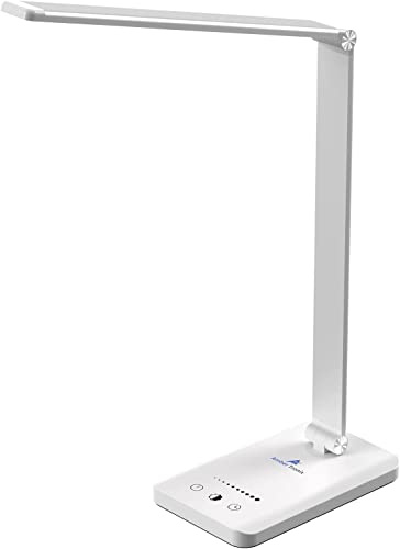 Lampada da scrivania a LED con caricatore wireless, dimmerabile, 5 colori e 10 livelli di luminosità, lampada da tavolo con funzionamento touch, luce diurna con porta di ricarica USB, lampada da