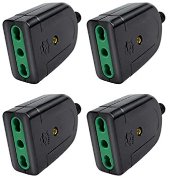 4 Pezzi Presa Elettrica, Presa Bipasso 2P+T 10/16A, Compatibile Con Spina Italiana 10A e 16A (Nero)