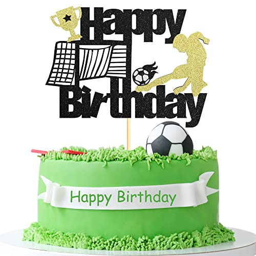 Sumerk 1 Stück Fussball Tortendeko Happy Birthday Cake Topper Fußball Geburtstag Tortendeko Fussball Kuchen Deko für Fussball Deko Geburtstag Kinder Junge Mädchen Fussball Sport Party Deko