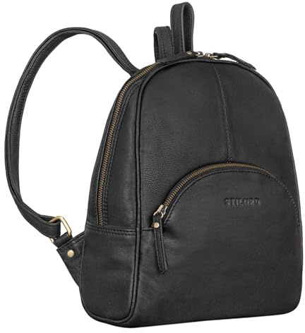 STILORD Margot Daypack Damen Leder Klein Vintage Rucksack für Frauen Anti-Diebstahl Rucksackhandtasche für Städtetrips Tagesrucksack Echtleder Farbe:sila - braun