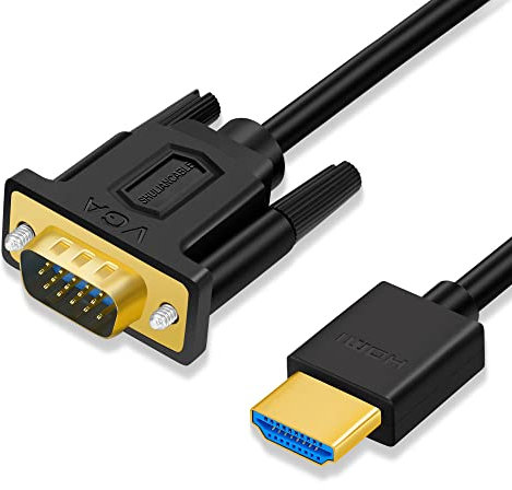 SHULIANCABLE Cavo da HDMI a VGA, Cavo adattatore HDMI a VGA Placcato in Oro, Compatibile con Computer, Desktop, Laptop, PC, Monitor, Proiettore, HDTV (1.8M)