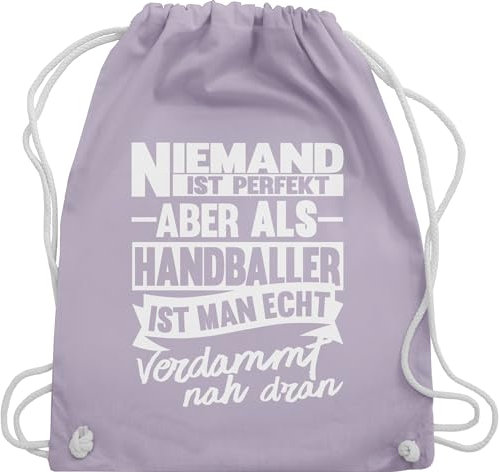 Turnbeutel Rucksack - Handball EM 2026 Trikot Ersatz - Niemand ist perfekt aber als Handballer ist man echt verdammt nah dran - Unisize - Pastell Lila - handballbeutel hanball handball-tshirt