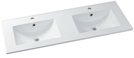 Vente-unique - Einbauwaschbecken Motiac -L 122cm x B 46.5cm x H 17cm- Keramik - weiß