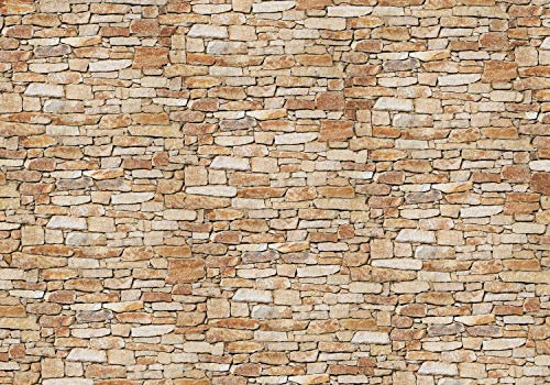 wandmotiv24 Fototapete Steinwand Steinoptik Steinmauer, 300 x 210 cm - selbstklebende Strukturtapete, Wanddeko, Wandbild, Wandtapete, Steine, Hell M0310