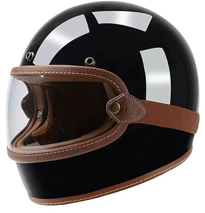 Retro Motorradhelm Integralhelme Mit Klarer Brille, Klassisch Motocross Helme, Motorrad Jethelme Herren Damen, DOT/ECE-Zulassung Full Face Helme(Glasfaser) (Color : A, Size : L=(59-60cm))
