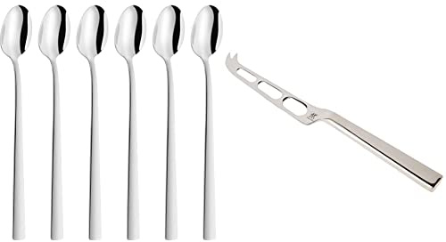ZWILLING Dinner, 6 Longdrinklöffel (Länge 8 cm), spülmaschinengeeignet, 18/10 Edelstahl & 1000919 Käsemesser, Edelstahl, Silber, 23 cm