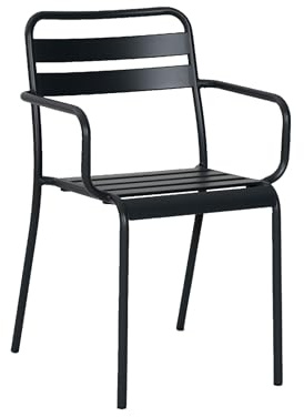 METRO Professional Chaise d'extérieur, en Acier, Empilable, avec Accoudoirs, Chaise Jardin Terrasse Balcon Bistrot, Gris Foncé