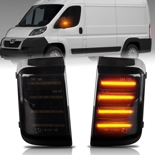 OZ-LAMPE LED Fahrtrichtungsanzeiger Spiegelblinker für Fiat Ducato Ram Promaster Citroen Jumper Relay Boxer Opel Movano C, LED Beleuchtung seitenmarkierungsleuchten mit Canbus Fehlerfrei, Schwarz