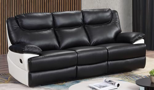 Mapo Möbel Voll-Leder Couch Sofa Relaxsessel Fernsehsessel Fernsehsofa 3581-3-SW