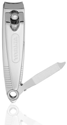 TITANIA Nagelknipser mit Feile • Hochwertiger Nagelzwicker für Finger- & Fußnägel • Ideal für dicke Nägel • Nail Clipper aus Carbon Steel • Für Damen & Herren • Nagelknipser verchromt
