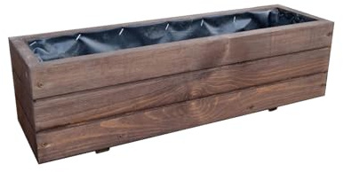 FKL DESIGN Home Deco Schmaler Blumenkasten Holz 60 cm – Pflanzkasten Balkon & Fensterbank, Pflanzkübel Wetterfest, Kräuterbeet Lang (D6 Palisander)