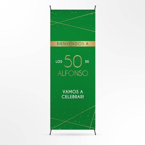 Cartel cumpleaños Personalizado - Photocall cumpleaños para Decoracion | Print Stamp Love, Decoracion cumpleaños, Lona personalizada PVC Resistente con Estructura, Montaje fácil (70x180cm) VERDE