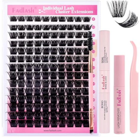 280st 200D 0.07D DIY Ögonfransförlängningar Blandade 8-16mm med Ögonfranslim permanent, Ögonfranspincett Ögonfransborste och Ögonfransborttagare, Fransförlängningsset för Naturligt Utseende DIY Hemma