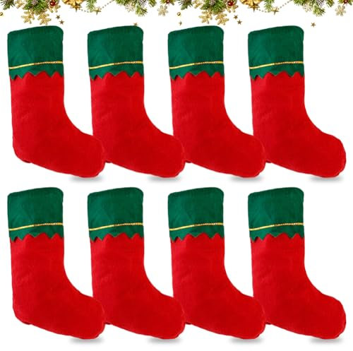 8 Pezzi Calza Di Natale,Calze Di Natale per Camini Angolo,Calze Natalizie Da Appendere, Calza Natalizia Caramelle,Calze Natalizie per Camino Albero Di Natale,Per Decorazioni Natalizie (Verde)