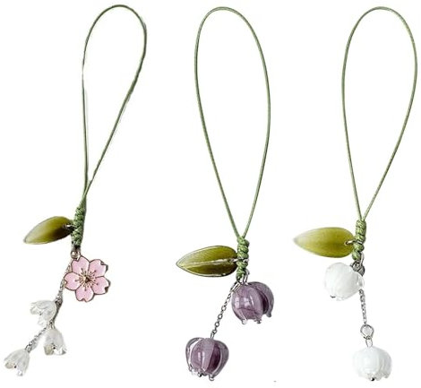 wirepool Flowers Cell Phone Charm,Cell Phone Straps, Flower Pendant Charm Phone Lanyard Strap Charms Cute Pocket Keychain Hanging Strap Decor for Women Girl Friends Phone Car Key Purse Decoration