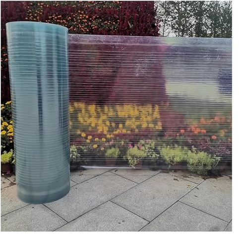 JINMLBO Clear Acrylic Plastic Sheet Polycarbonate Roofing Sheet, UV Protection Plastic Panels, Easy to Bend & Cut Thermal Insulation Daylighting Board for Pergola, Balcony(0.6x18m)