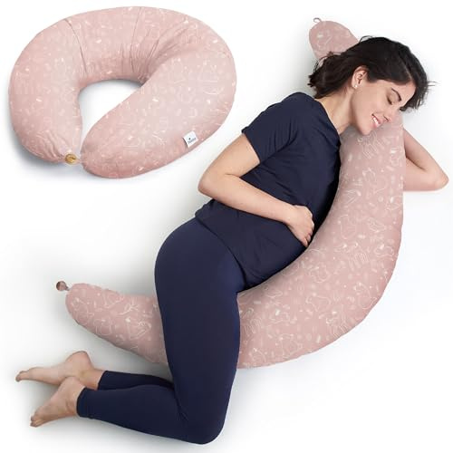 Niimo Coussin de Grossesse et d'allaitement XXL - Housse de Coussin Maternité 100% Coton, Distingué par Deux Prix en 2022, Lavable, Coussin d'allaitement