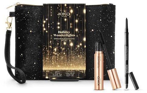 KIKO Milano Holiday Wonderlights Stayglam Black Duo Eyes Gift Set, Gift Set Occhi: Mascara Effetto Volume Panoramico E Matita Occhi