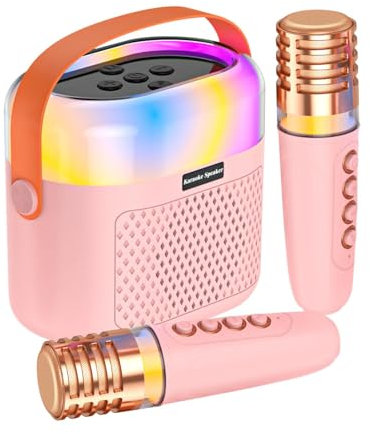 Karaoke per bambini, macchina per karaoke per bambini - Dispositivo per canto karaoke per bambini da 1200 mAh - 2 microfoni wireless, set karaoke familiare, karaoke domestico per riunioni di famiglia