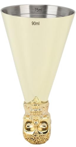 Jigger para Bartending, Taza Medidora de 90 Ml, Jigger Medidor de Cócteles, Herramienta de Bartending, Jigger de Acero Inoxidable con Medidas en el Interior (Oro)
