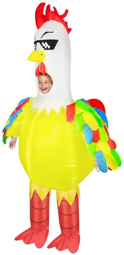 Poptrend Disfraz inflable de pollo, disfraz de pollo inflable para adultos, mujeres y hombres, disfraz de Halloween, disfraz inflable de pollo para niños, fiesta de cosplay (niños)