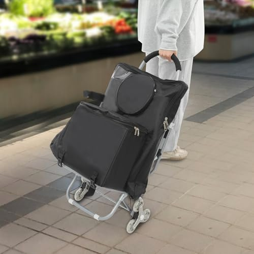 Einkaufswagen Einkaufstrolley Treppensteiger Einkaufstrolley Mit Sitz, Faltbarer Einkaufswagen, Treppensteigen, Tragbarer Handwagen, Einkaufstasche Mit Rädern Einkaufswagen Trolley Klappbar