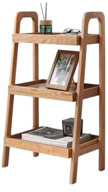KELUNIS Tavolino Da Divano In Rovere Massello Al 100% Libreria A Scaletta Piccola Con 3 Ripiani Aperti Per Soggiorno Camera Da Letto E Piccoli Spazi