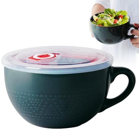 WAVATA Taza Grande de Café 700 ml, XXL Cuenco de Gres Con Asa para Capuchino, Ensalada, Taza de Cerámica y Porcelana, Tazones desayuno Ensaladera Ceramica