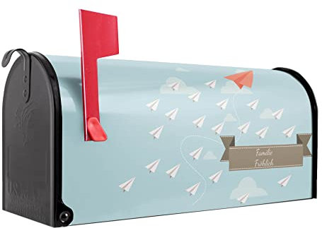 banjado® Amerikanischer Briefkasten - US Mailbox/Letterbox mit Motiv WT Wolken 51x22x17cm - Postkasten Stahl aus Amerika – Briefkasten amerikanisch schwarz pulverbeschichtet